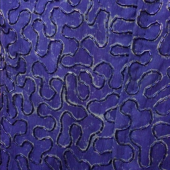 Gold Star full length beaded blue dress (size L) - Picture 3 of 7